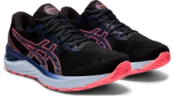 Asics Women’s Gel-Cumulus 23 (019 - Black/Blazing Coral) -Swiftwick Shop 1012A888 019 SB FR GLB 2734x1500