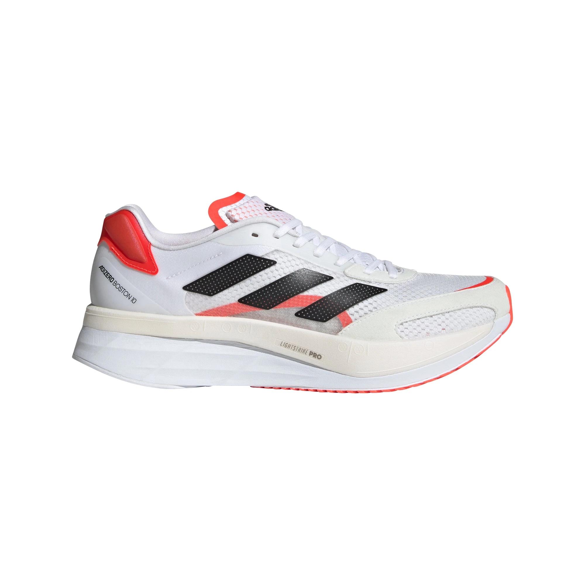ADIDAS Men's Adizero Boston 10 (White/Core Black/Solar Red) 3 ADIDAS Men's Adizero Boston 10 (White/Core Black/Solar Red)